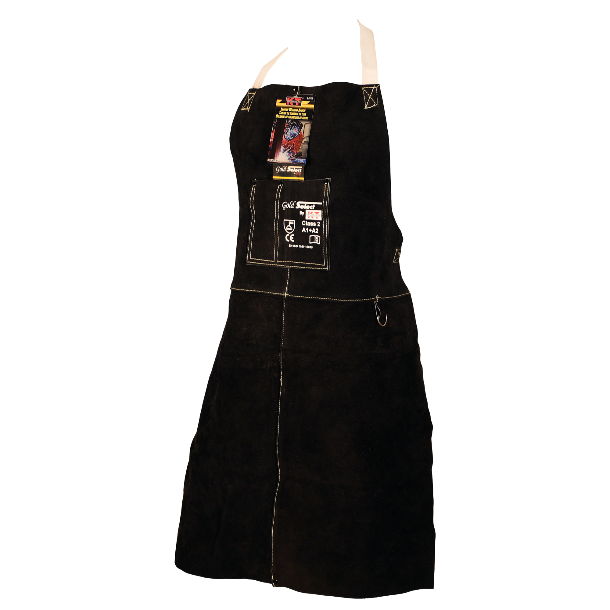 K-T Industries Leather Welding Apron — 24in. x 36in., Heavy-Duty Cowhide, Adjustable Straps, Model# 4-5115